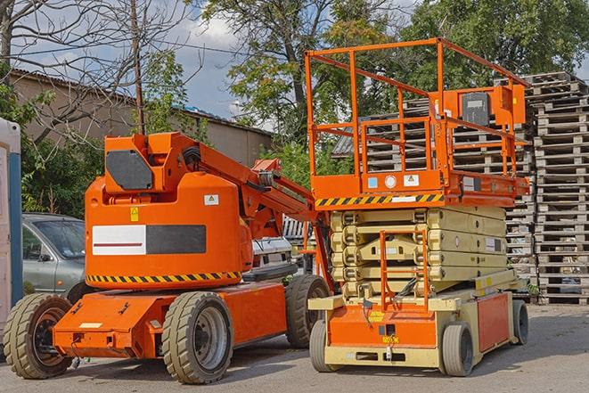 stocking inventory with warehouse forklift in Elm Grove